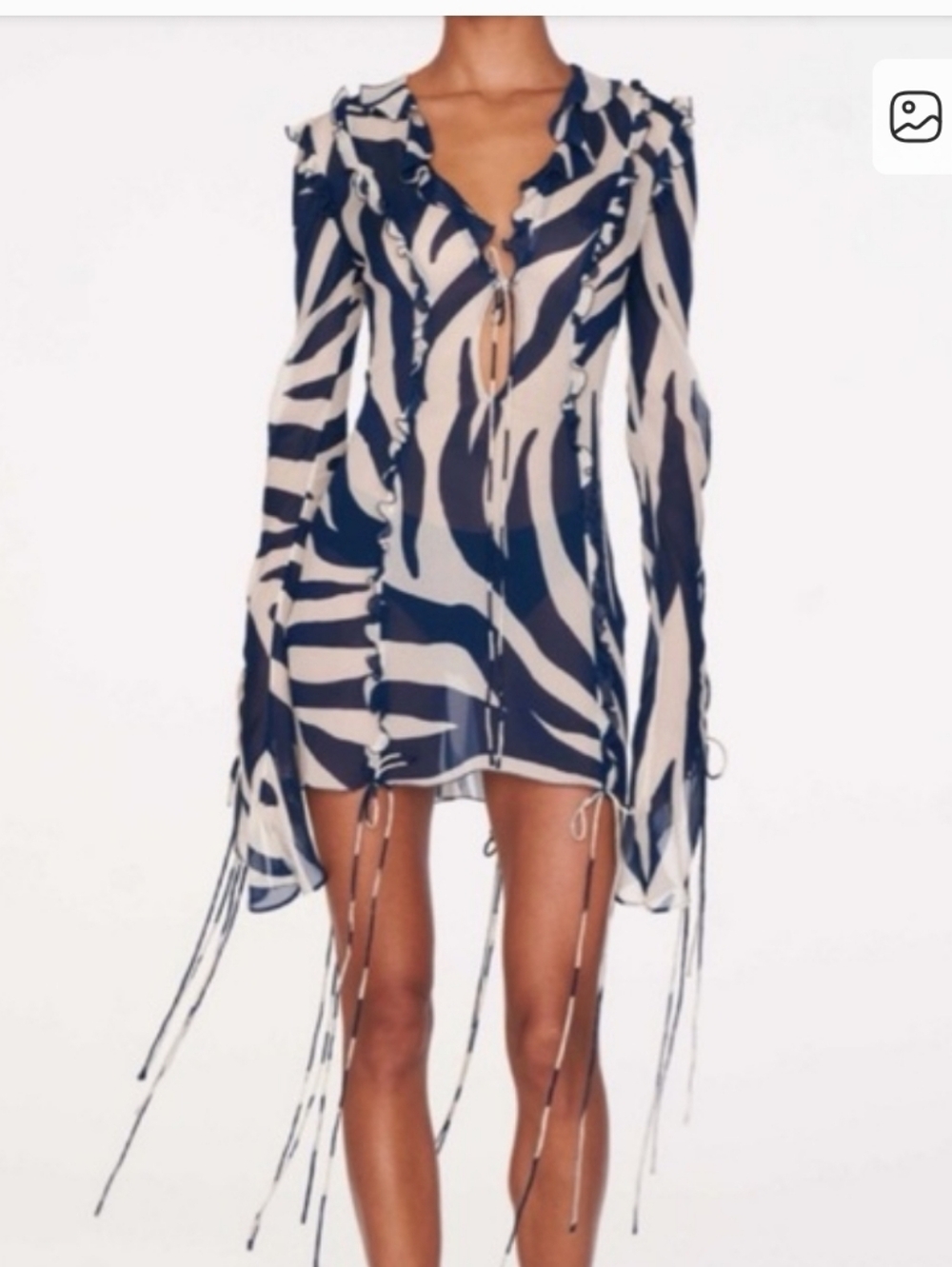 Rat & Boa Annika Zebra Print Mini Dress - Navy & Cream
